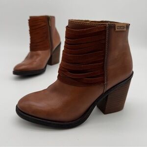Pikolinos Alicante Brown Leather Suede Straps Bootie Size 36/6